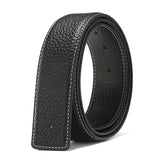 Two Layers Leather Smooth Buckle Headless Belt Men's Genuine Leather No Buckle Smooth Buckle 3.8cm No Buckle Headless Pants Mart Lion Black 3.8cm W China 100CM Europe85