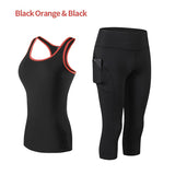 Women's Clothing Gym Suit Two-piece Tracksuit Elastic Force Exercise Fitness Sportswear Seamless Push Up Yoga Set Mart Lion Orange S 