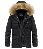 Winter Jacket Men's Cotton-padded Parkas Coats Multi-Pocket Streetwear Casual Workout Snow Overcoats Mart Lion Black M 