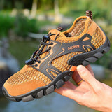 Summer Breathable Men's Hiking Shoes Suede and Mesh Outdoor Sneakers Climbing Sport Shoes Quick-dry Upstream Mart Lion   