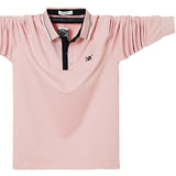Men's Polo Shirt Long Sleeve Polo Shirt Contrast Color Polo Clothing Autumn Streetwear Casual Tops Cotton Polo Mart Lion Pink M 