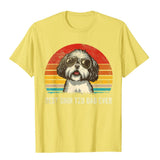 Men's Shih Tzu Dad Ever Funny Shih Tzu Dad Gift Dog Lover T-Shirt Tees Classic Camisas Hombre Cotton 3D Printed Mart Lion Yellow XS 