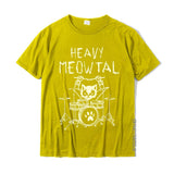 Heavy Meowtal Cat Metal Music Gift Idea Funny Pet Owner T-Shirt Latest Printed Tops Shirt Cotton Boys Geek Mart Lion yellow XS 