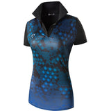 jeansian Style Women Casual Short Sleeve T-Shirt Floral Print Polo Golf Polos Tennis Badminton Black Mart Lion   