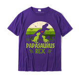 Vintage Sunset 2 Kids Papasaurus Gift For Fathers Day T-Shirt Funny Tops amp Tees Cotton Men's Funny Dominant Mart Lion   