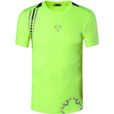 jeansian Men's Sport Tee Shirt Shirt Tops Gym Fitness Running Workout Football Short Sleeve Dry Fit LSL017 White Mart Lion LSL1052-GreenYellow US S China