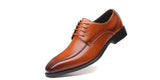 Men's Leather Dress Shoes Classic Retro Derby Lace-Up Wedding Party Office Oxfords Flats Mart Lion   