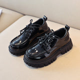 Kids Leather Shoes Chunky Patent Leather Four Season Lace-up Fashion All-match Boys Girls Flat Shoe 26-36 Chic Children Shoe  MartLion