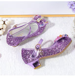 Children Princess Sandals Kids Girls Wedding Shoes High Heels Dress Bowtie Gold Leather Girls Casual Mart Lion   
