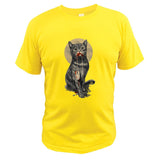 100% Cotton Cat Digital Print Summer Short Sleeve men's T shirt Homme Mart Lion yellow EU Size S 