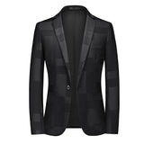 Men's Plaid Printed Blazer Terno Slin Masculino Luxury Blazers Suits Jacket For Wedding Blazer Homme Mart Lion Black Asian Size M 