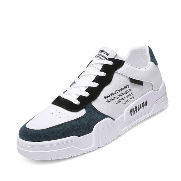  Korean Men's Sports and Leisure Flat Shoes Non Slip Breathable Student Light Low Top White Walking Mart Lion - Mart Lion