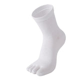 Unisex Solid Color Men's Toe Socks Women Combed Cotton Black Harajuku Kimono Flip Flop 5 Finger Socks Mart Lion White EU(37-43) 