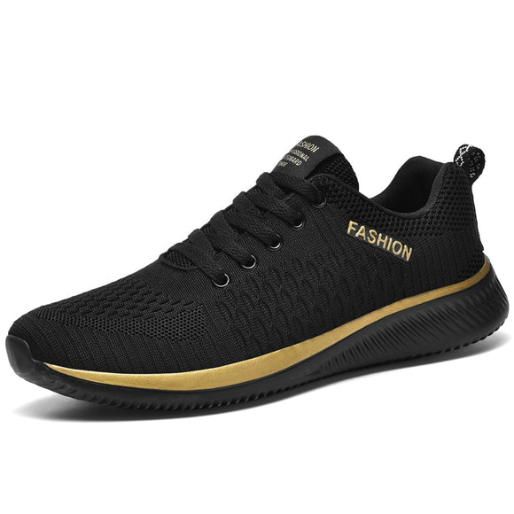 Black Sneakers Men's Sport Shoes Mesh Breathable Men's Walking Ultralight Sneakers Tennis shoes homme Mart Lion Black Gold-9088 36 CN