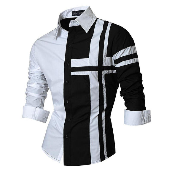  Jeansian Men's Dress Shirts Casual Stylish Long Sleeve Designer Button Down Z014 Black2 Mart Lion - Mart Lion