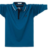 Men's Polo Shirt Long Sleeve Polo Shirt Contrast Color Polo Clothing Autumn Streetwear Casual Tops Cotton Polo Mart Lion Blue M 