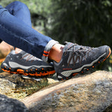 Men's Casual Shoes Genuine Leather Outdoor Shoes Breathable Mesh Sneakers Non-slip Hiking Shoes Mart Lion   