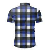 Red Plaid Shirt Men's Summer Brand Classic Short Sleeve Dress Shirt Casual Button Down Office Workwear Chemise Homme Mart Lion   