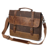 Handbags Unisex Bag Men's Retro Canvas Leather Briefcase Handbag Messenger Laptop Shoulder Mart Lion coffee  