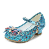 Children Princess Leather Shoes girls high heels sequin small and medium princess student Mart Lion Blue 9.5 