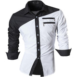 jeansian casual shirts dress men's clothing long sleeve social boutique cotton western button Mart Lion Z015-White US M China