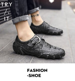 Men's Casual Shoes Genuine Leather Crocodile pattern cowhide Breathable Driving Shoes Slip On Comfy Moccasins Mart Lion   