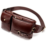 Genuine Leather Waist Packs Men's Waist Bags Fanny Pack Belt Bag Phone Bags Travel Small Waist Bag Leather Mart Lion 9080-redbrown China 