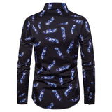 Shirts Men's Dress Casual Abstract Spider Web Print Long Sleeve Camisa Social Gradient Elasticity Mart Lion   