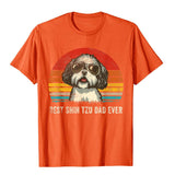 Men's Shih Tzu Dad Ever Funny Shih Tzu Dad Gift Dog Lover T-Shirt Tees Classic Camisas Hombre Cotton 3D Printed Mart Lion Orange XS 