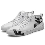 Superstar Letter Black Print High top Sneakers Men's Skateboard Shoes Seasons Comfort Sport zapatos hombre Mart Lion White 9237 39 
