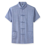 Traditional Chinese Style Year Hanfu Men's Tops Tees Solid Cotton Simple Tai Chi Wushu Shirts Vintage China Shirt Clothing