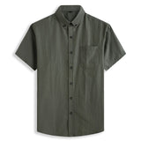 Short Sleeve Men's Pure Cotton Summer Plaid Men's Shirts Formal Casual Slim Fit  Loose Mart Lion   