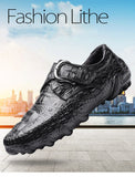 Men's Casual Shoes Genuine Leather Crocodile pattern cowhide Breathable Driving Shoes Slip On Comfy Moccasins