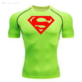 Summer Men's amp T-shirt Short Sleeve Bodybuilding T-shirt Compression shirt MMA Fitness Quick dry Casual Black round neck top Mart Lion light green XL 