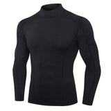 Men's Compression Running T-Shirt Elastic Running Training Shirt High-Neck Color-Blocking Sport Top Breathable Gym T-Shirts Mart Lion   