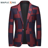 Men's Plaid Printed Blazer Terno Slin Masculino Luxury Blazers Suits Jacket For Wedding Blazer Homme Mart Lion   