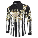 Baroque 3D Print Floral Shirts Men's Long Sleeve Luxury Designer Butterfly Ladybug Chemise Tops Vintage Mart Lion DC566 M 