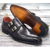 Classic Monk Strap Buckle Strap Men's Dress Shoes Calf Genuine Leather Handmade Luxury Brogue Formal Mart Lion   