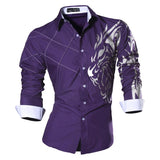 jeansian Autumn Features Shirts Men's Casual Jeans Shirt Long Sleeve Casual Mart Lion Z030-Purple US M 
