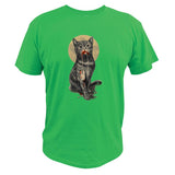 100% Cotton Cat Digital Print Summer Short Sleeve men's T shirt Homme Mart Lion Green EU Size S 