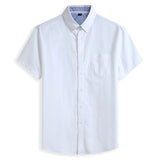 Summer Men's Short Sleeve Cotton Social Shirts Soild Soft Shirt Slim Fit Chothing Mart Lion White XL-185 