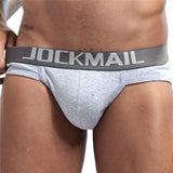 Gay Briefs Men's Underwear Panties Cueca Tanga Slip Homme Calzoncillo Kincker Bikini  Jockstrap Printed pattern Mart Lion JM360GRAY M(27-30 inches) 