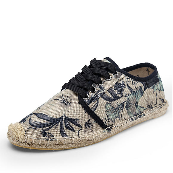 Men's Shoes Casual Lace Up Espadrilles Summer Canvas Hemp Rope Breathable Footwear Zapatos Hombre Unisex Mart Lion Gray 4 