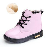 Children Shoes Snow Boots for Kids Ankle Boots Girls PU Leather Waterproof Winter Shoes Toddler Boy Sneakers Cotton Shoes Mart Lion 21 Pink Fur 