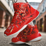 Cartoon Painting Hip hop Basketball Shoes Men's Red Non-slip High top Platform Basketball Sneakers bambas hombre Mart Lion   