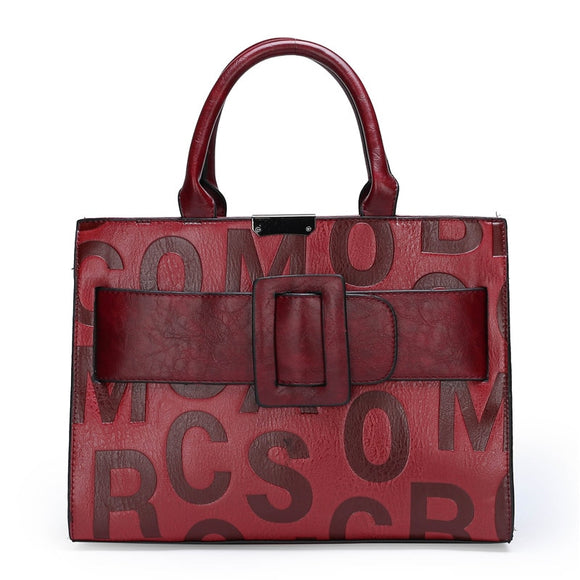 3-piece Set Ladies Handbag Pu Leather Shoulder Crossbody Women  Tote Bag Mart Lion Red-One 32cm x 14cm x 23cm 