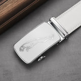 White Belt Men's Automatic Buckle Cowhide Leather Belt Casual All-Match Authentic Korean Version Of The Trend Mart Lion   