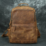 British Retro Style Men's Backpack Travel Backpack 14 inch computer bag head leather retro leisure bag Mart Lion   