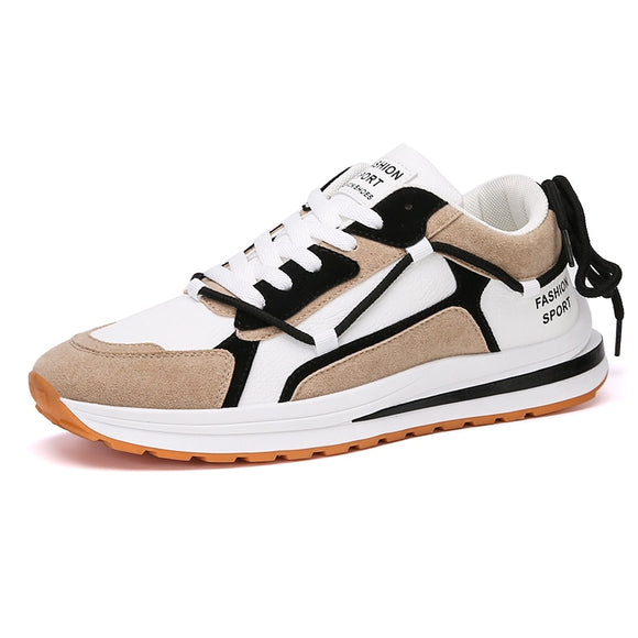 Lace-up Men's Casual Sneaker Shoes Hip Pop Sport Trainers Mesh Tennis Chaussure Homme Zapatillas Mart Lion cream color 39 