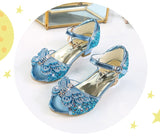 Children Sandals For Girls Weddings Girls Crystal High Heel Shoes Banquet Pink Gold Blue Glitter Leather Butterfly Mart Lion   
